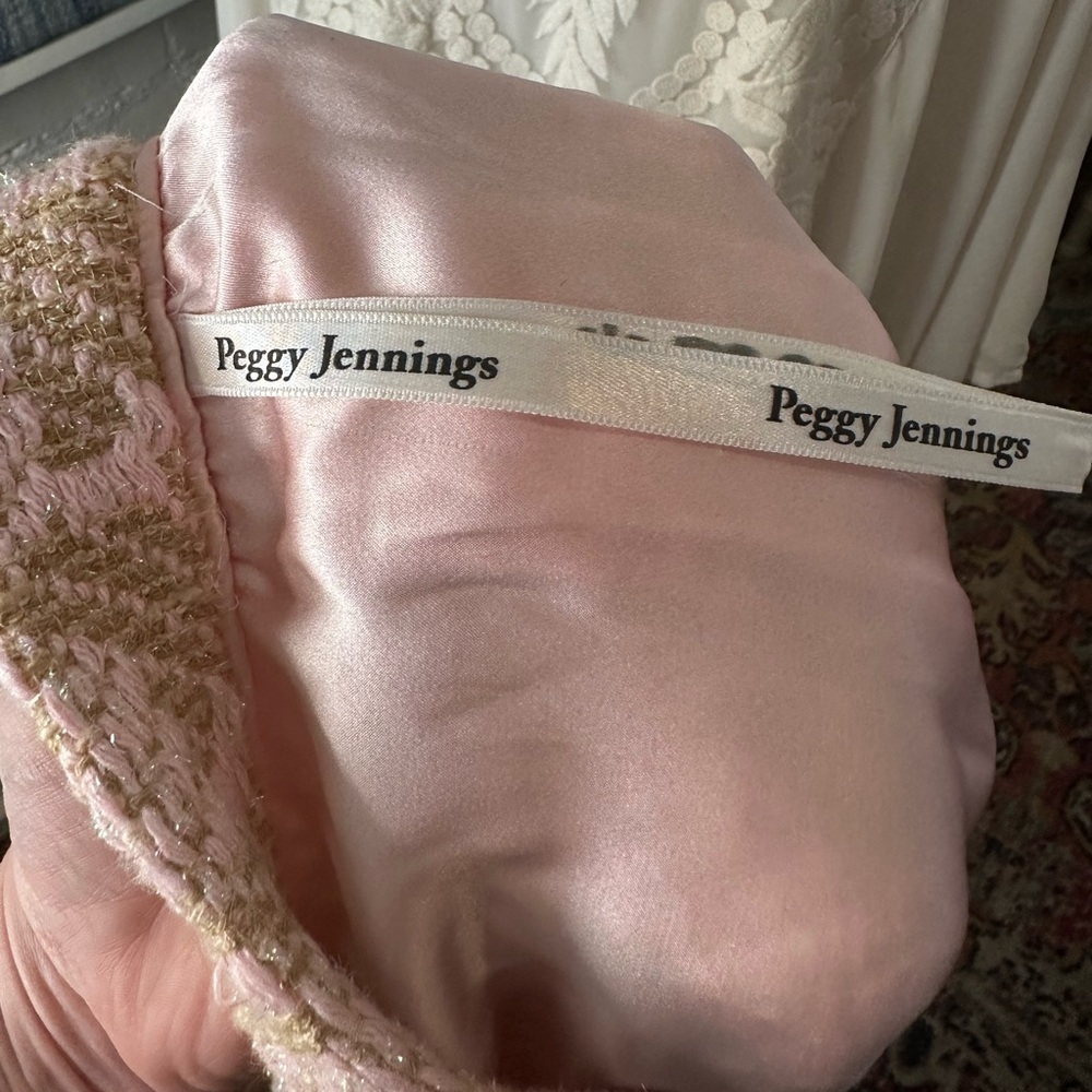 Vintage Peggy Jennings Pink and Gold Houndstooth Tweed Skirt - Picture 11 of 12